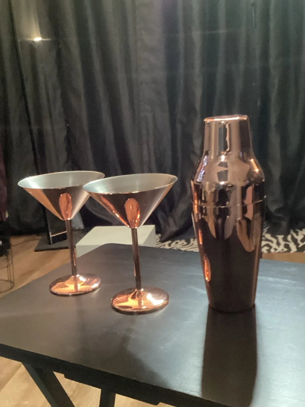 Copper Martini Glasses & Cocktail Shaker Set - Metallic Copper